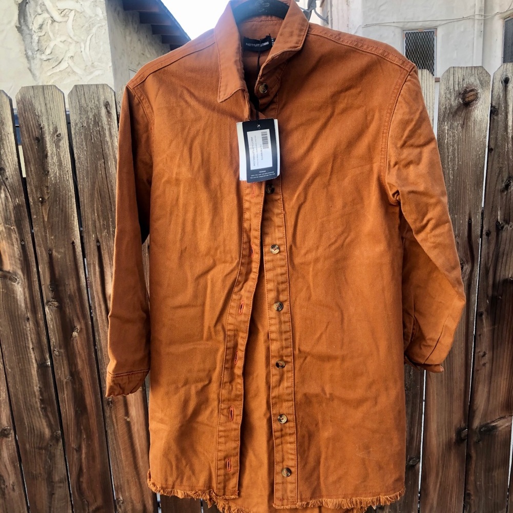 Dark Rust Button Down Shirt Dress